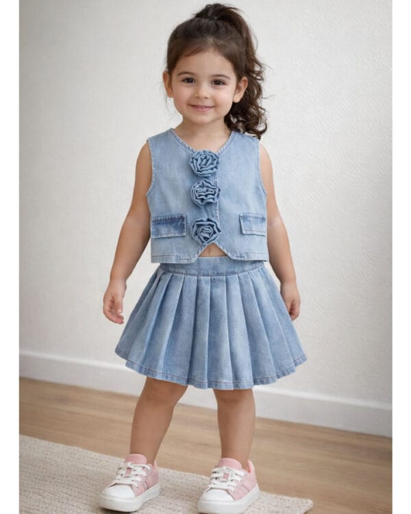 Παιδικό σετ total τζιν με φούστα - Image 2