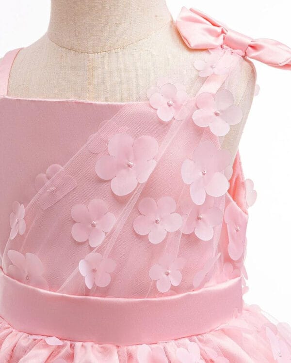 Παιδικό φόρεμα ροζ-σομόν σατινέ με τούλι και μπολερό - Image 5