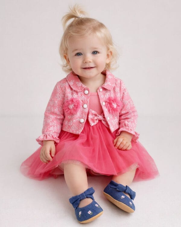 Μπαλαρίνες αγκαλιάς μπλε με κεντημένα λουλουδάκια - Image 2