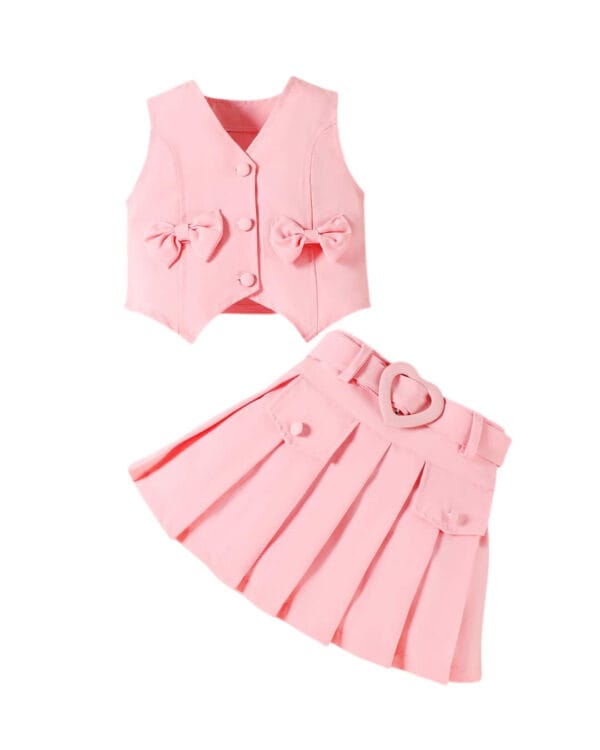 Παιδικό σετ ροζ με γιλέκο και φούστα