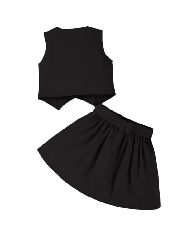Παιδικό σετ μαύρο με γιλέκο και φούστα - Image 4
