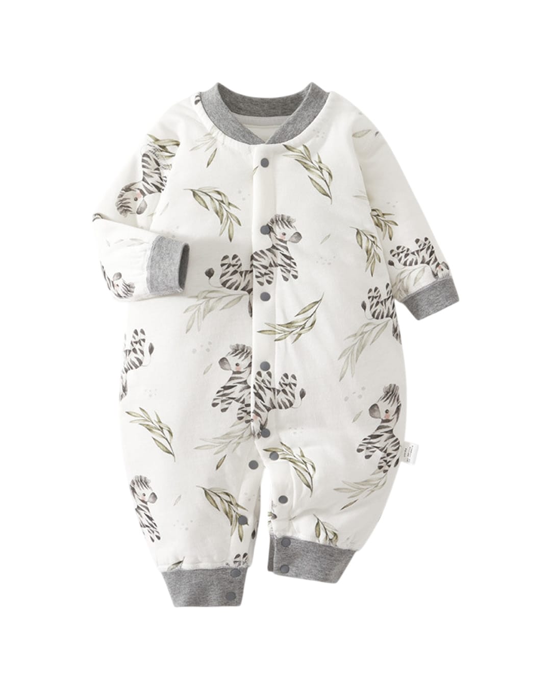 DB-1137 Βρεφικό φορμάκι λευκό-γκρι με Ζέβρες - Image 1