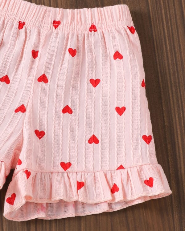 Βρεφικό σετ ροζ με Φιογκάκια και Καρδούλες - Image 3