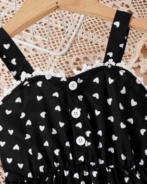 Παιδικό φόρεμα μαύρο με Καρδούλες και τσάντα - Image 2