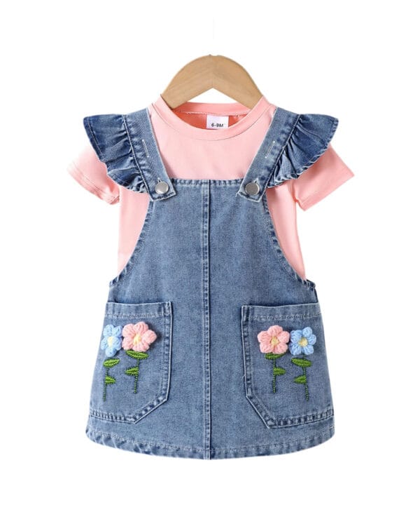 Βρεφικό σετ σομόν-τζιν με φόρεμα σαλοπέτα