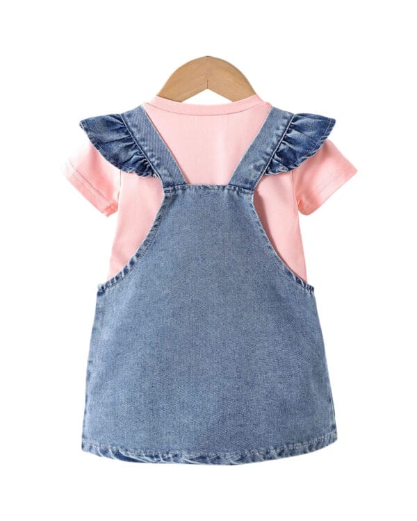 Βρεφικό σετ σομόν-τζιν με φόρεμα σαλοπέτα - Image 2