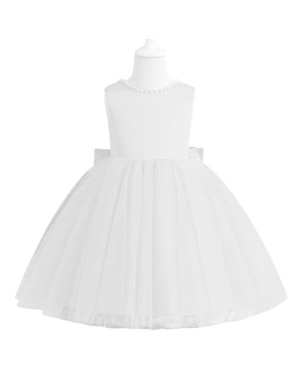 Παιδικό φόρεμα λευκό minimal chic με πέρλες