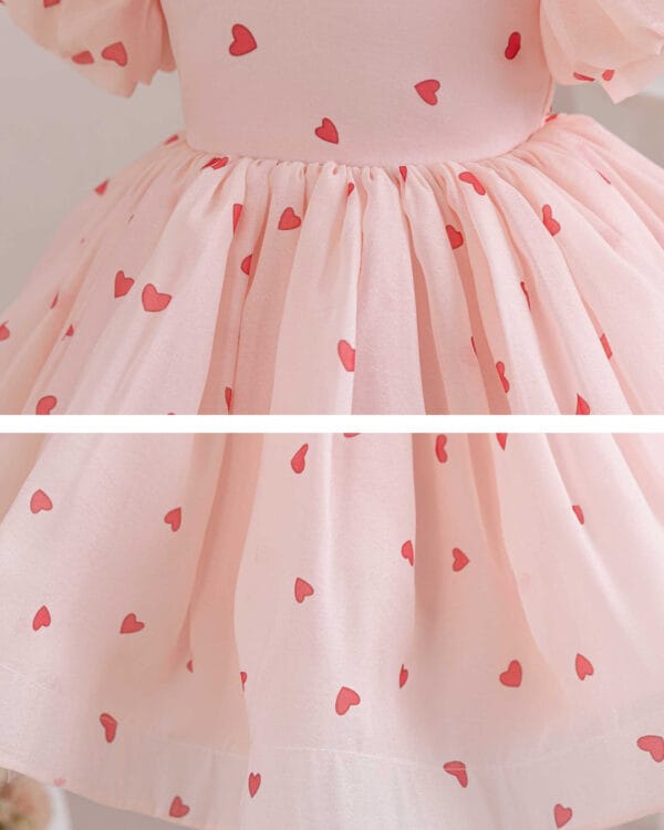 Παιδικό φόρεμα ροζ γυαλιστερό με καρδούλες - Image 5