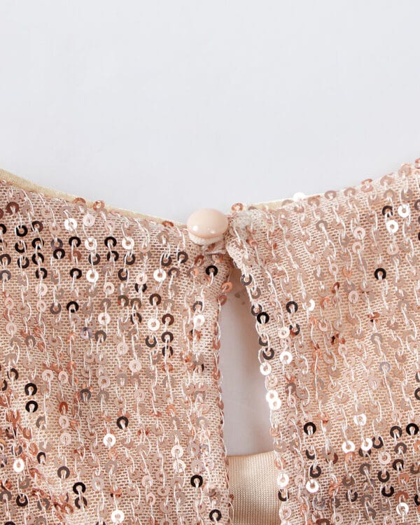 Παιδικό φόρεμα rose gold με μπεζ τούλι στο τελείωμα - Image 4