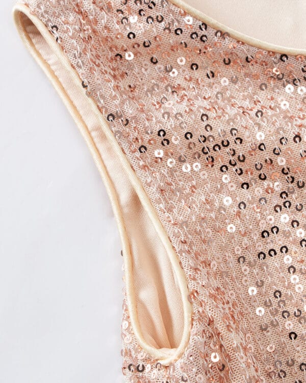 Παιδικό φόρεμα rose gold με μπεζ τούλι στο τελείωμα - Image 3