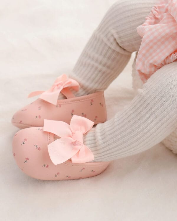 Μπαλαρίνες αγκαλιάς ροζ με λουλουδάκια και φιόγκο - Image 3