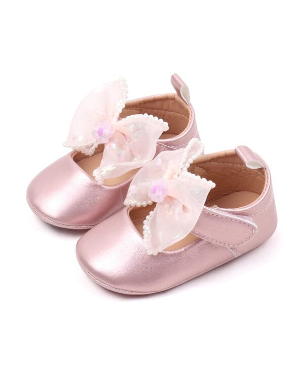 Μπαλαρίνες αγκαλιάς ροζ μεταλιζέ με φιόγκο