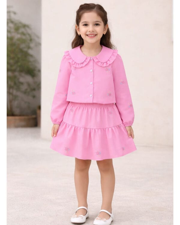 Παιδικό σετ total ροζ με φούστα - Image 2