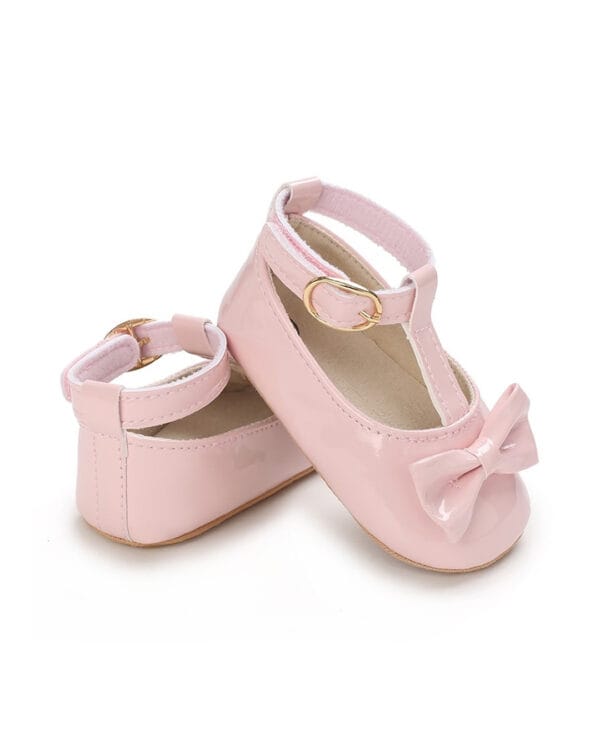 Μπαλαρίνες αγκαλιάς ροζ λουστρίνι με μπαρέτα και φιόγκο - Image 4