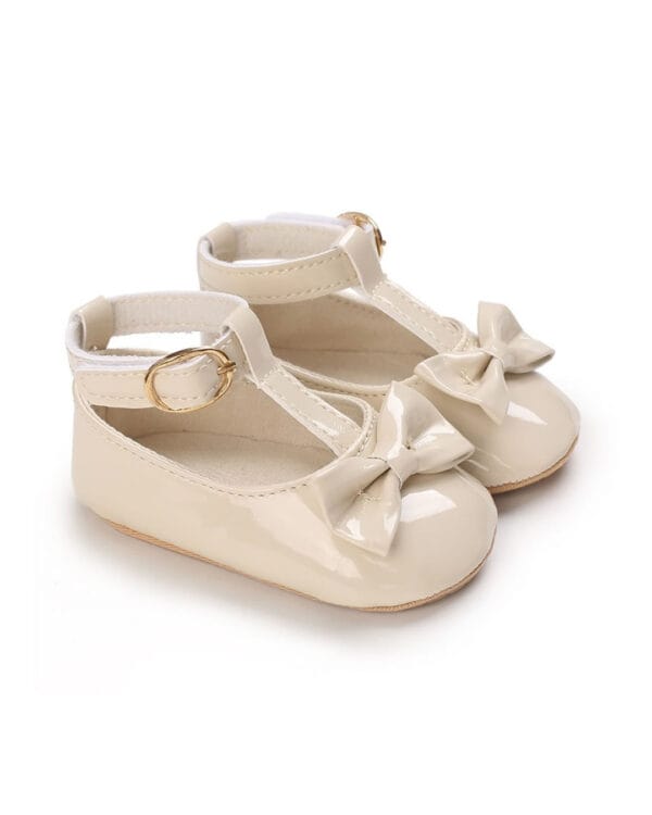 Μπαλαρίνες αγκαλιάς εκρού λουστρίνι με μπαρέτα και φιόγκο - Image 3