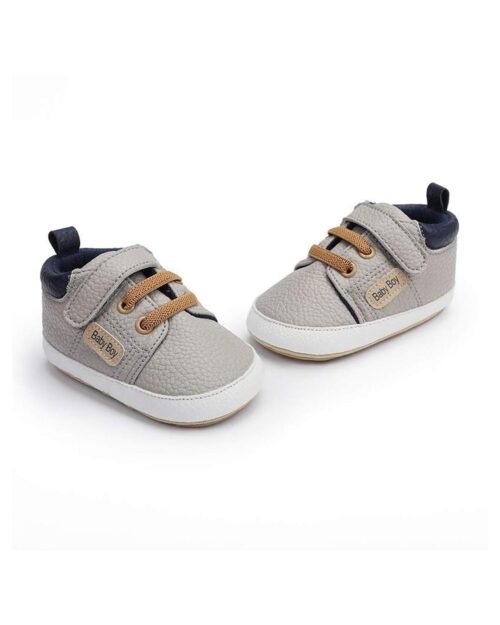 Παπουτσάκια τύπου sneakers γκρι με μπεζ λεπτομέρεια - Image 2