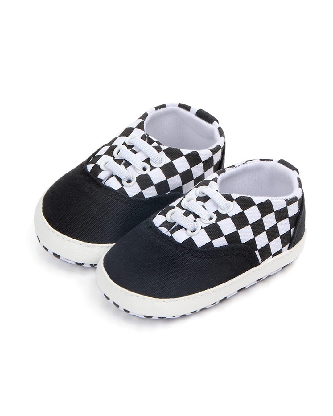 SHOE046A Παπούτσια αγκαλιάς μαύρα σκακιέρα - Image 1