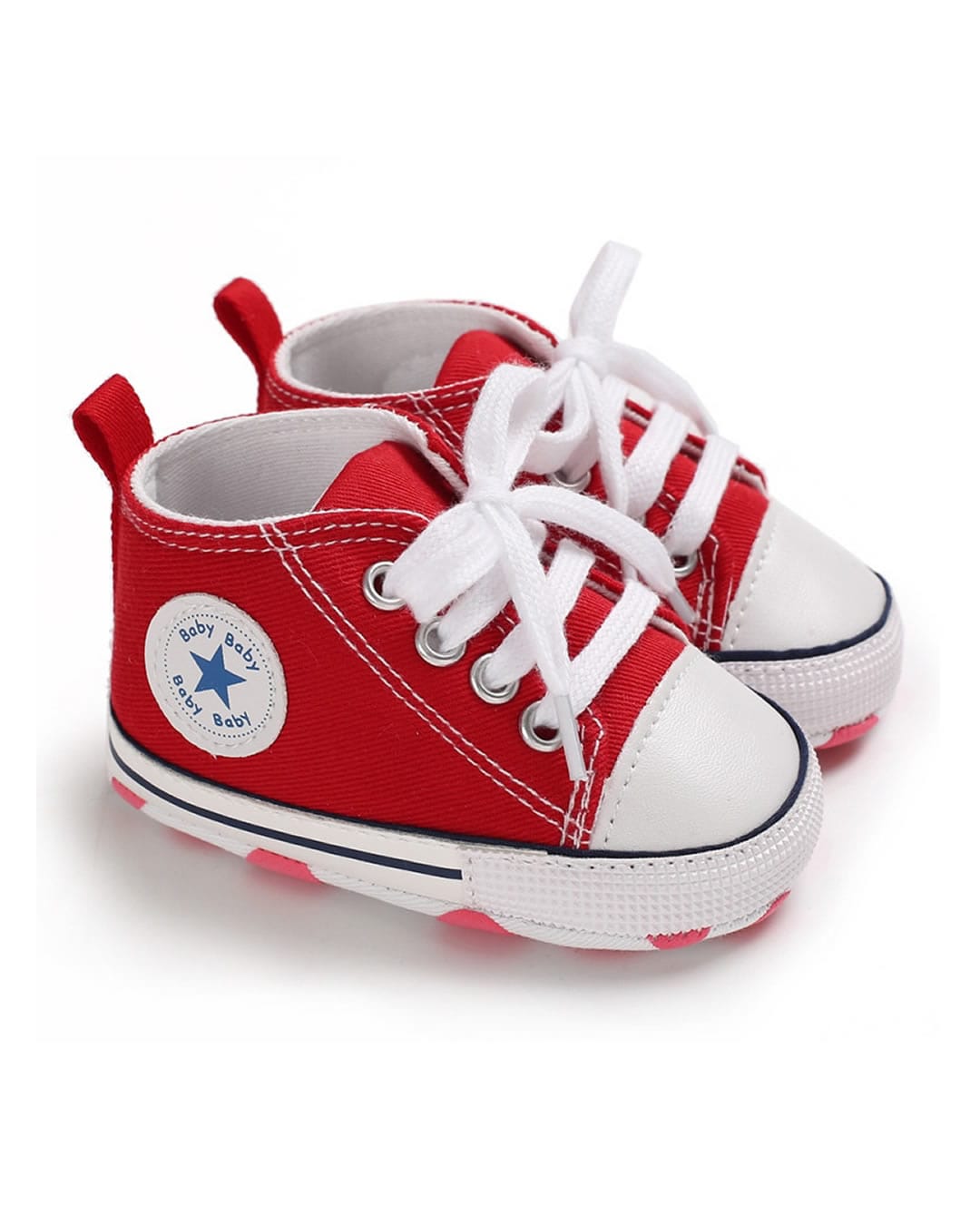 SHOE053H Παπουτσάκια αγκαλιάς τύπου σταράκια κόκκινα - Image 1