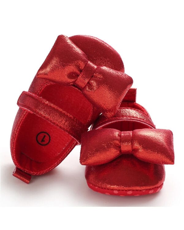 Μπαλαρίνες αγκαλιάς κόκκινες μεταλιζέ με φουσκωτό φιογκάκι - Image 3