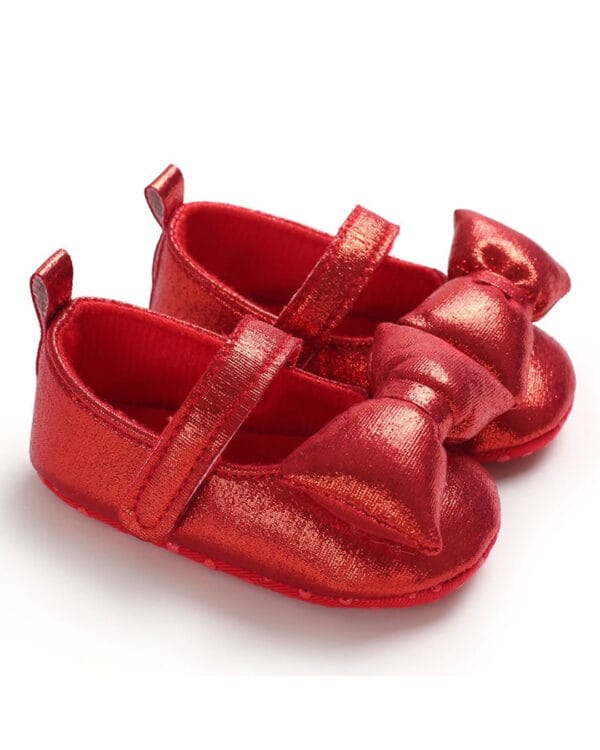 Μπαλαρίνες αγκαλιάς κόκκινες μεταλιζέ με φουσκωτό φιογκάκι