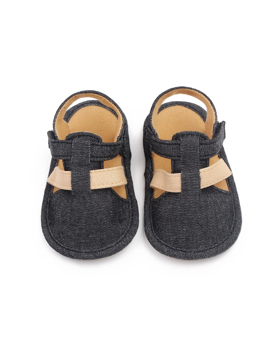 SHOE095C Πέδιλα αγκαλιάς σκούρο γκρι τζιν - Image 1