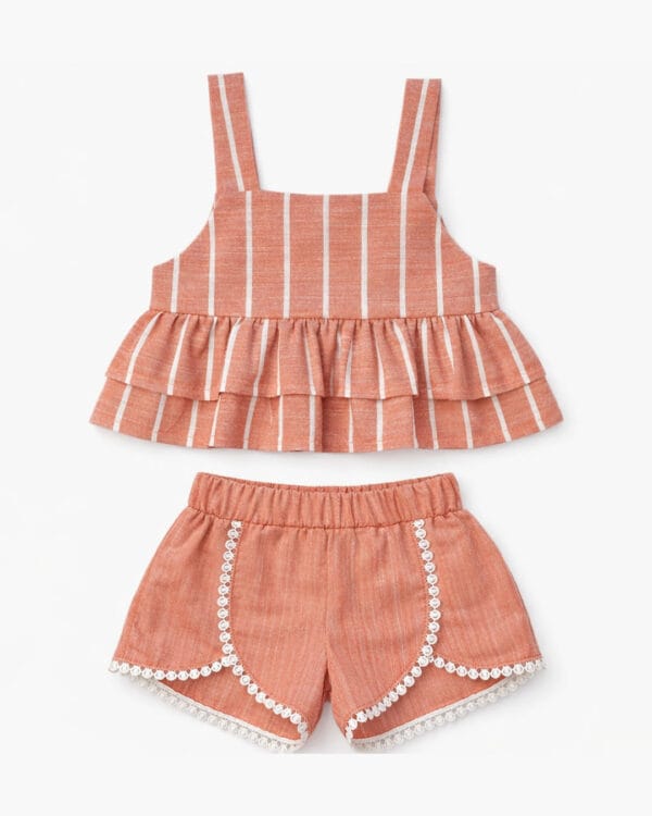 Βρεφικό σετ ροδακινί boho με σορτς