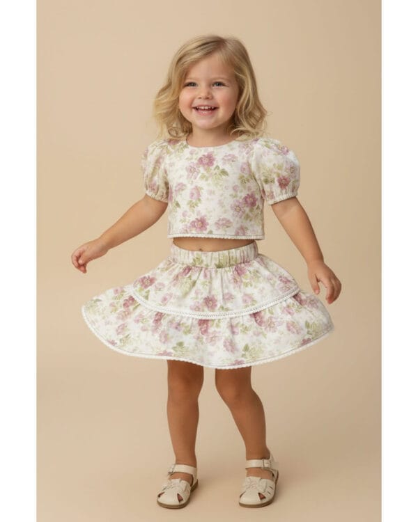 Βρεφικό σετ floral με φούστα - Image 2