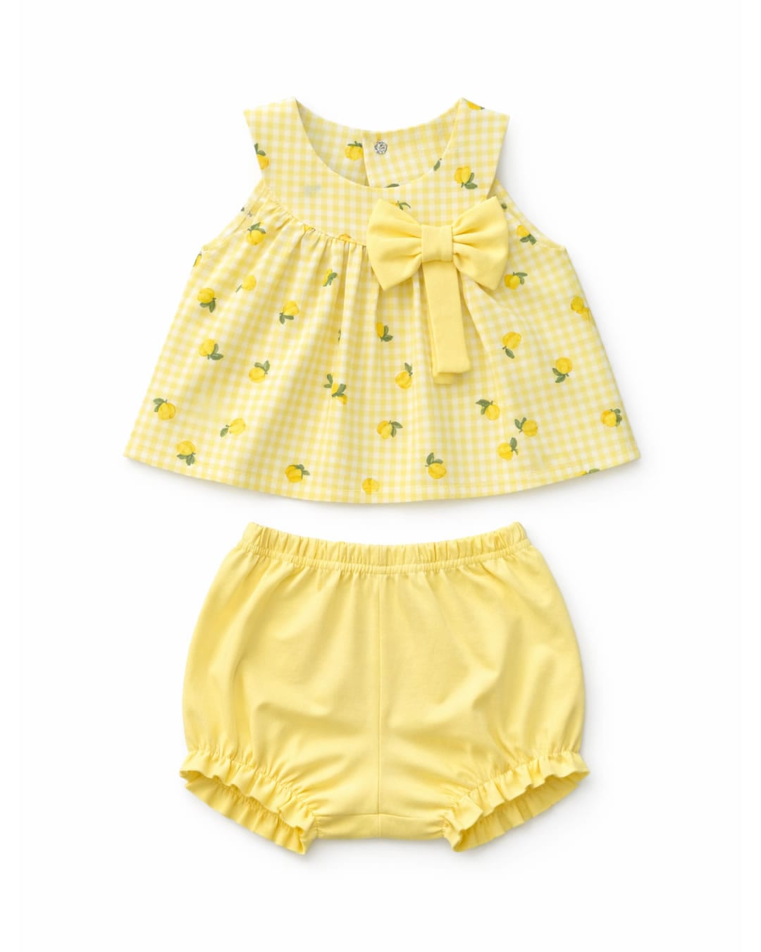 Γ139 Βρεφικό σετ κίτρινο καρό με φουφούλα - Image 1