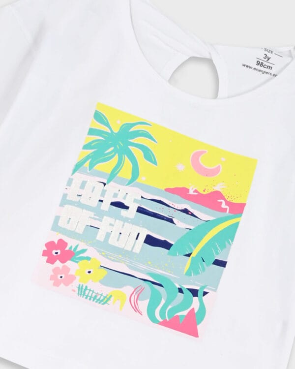 Παιδικό σετ λευκό-floral με κολάν capri - Image 3