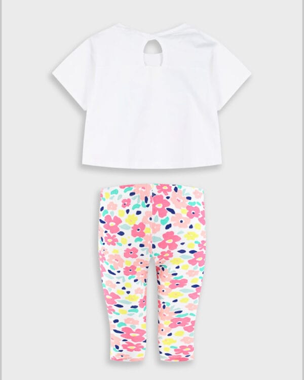 Παιδικό σετ λευκό-floral με κολάν capri - Image 4