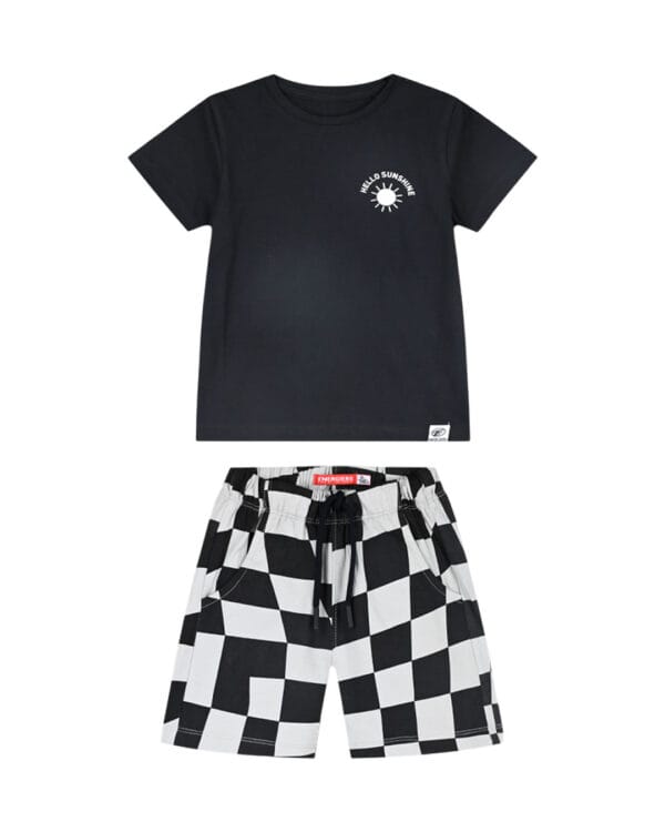 Παιδικό σετ total μαύρο με σορτς σκακιέρα