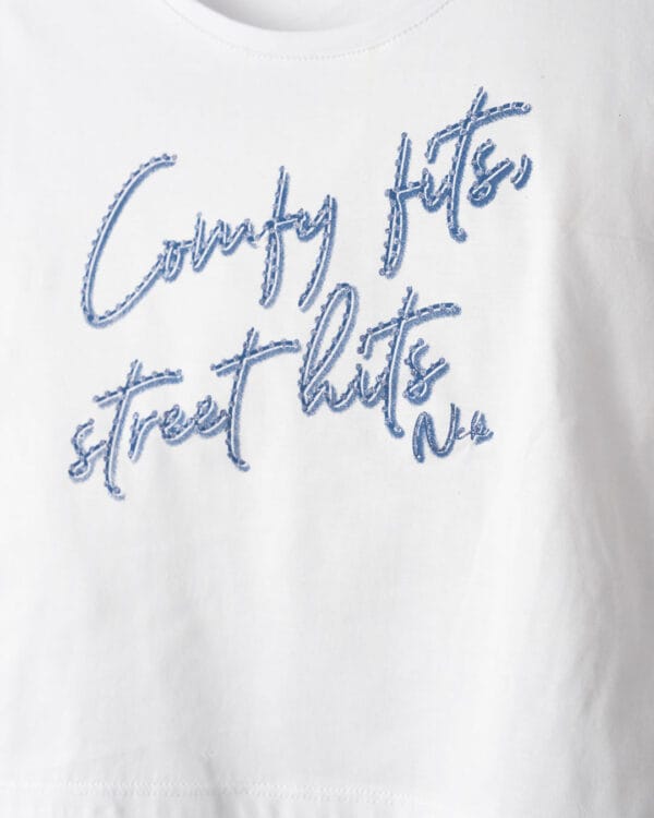 Παιδικό σετ λευκό-μπλε με σορτς τζιν (μαλακό) - Image 2