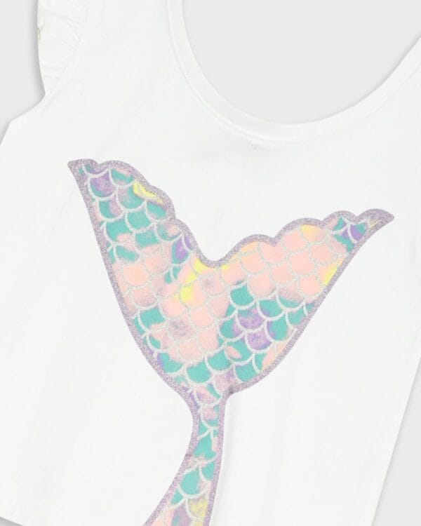 Παιδικό σετ λευκό-λιλά Γοργόνα με σορτς - Image 2