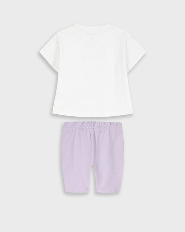 Παιδικό σετ λευκό-λιλά Γοργόνα με κολάν biker - Image 3