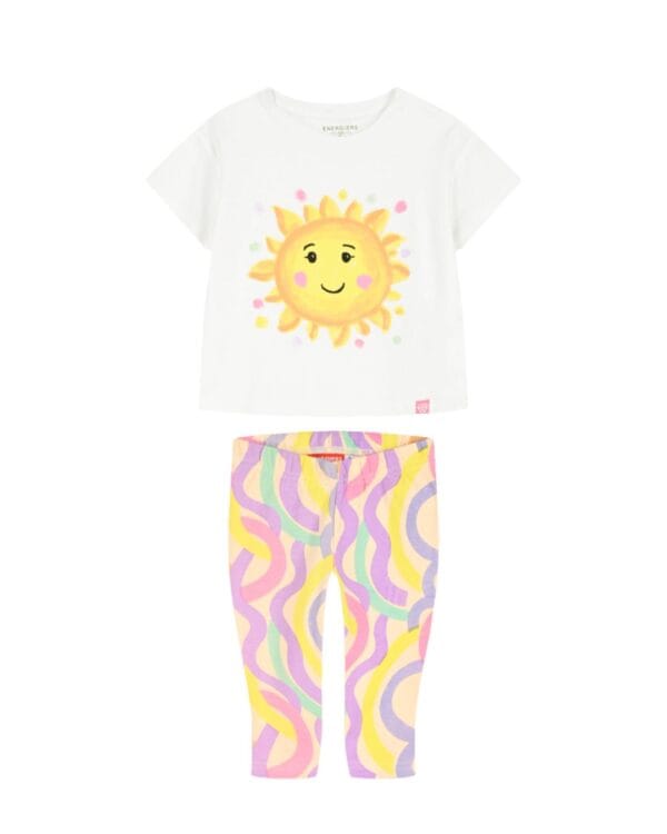 Παιδικό σετ λευκό-πολύχρωμο Ήλιος με κολάν capri