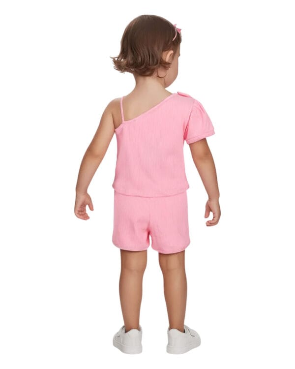 Παιδικό σετ total fluo ροζ ριπ με κολάν biker Joyce Club - Image 2