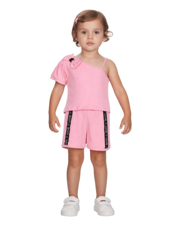Παιδικό σετ total fluo ροζ ριπ με κολάν biker Joyce Club