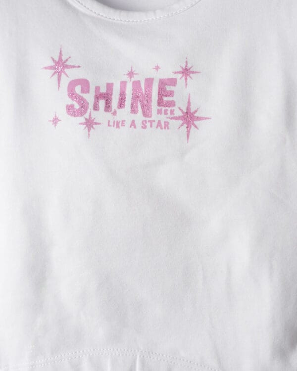 Παιδικό σετ λευκό-μεταλιζέ λιλά με σορτς - Image 3