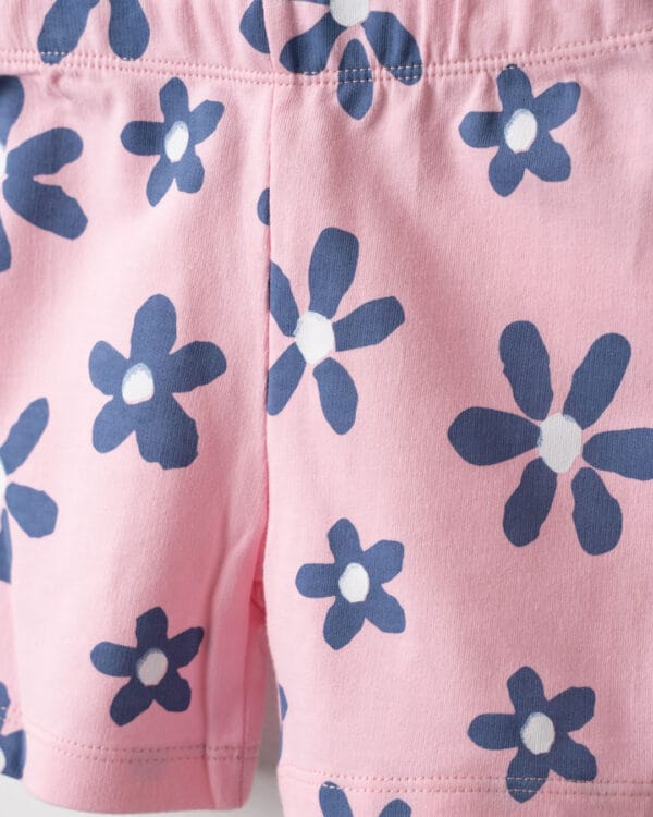 Παιδικό σετ μωβ-ροζ με κολάν biker Λουλούδια - Image 3