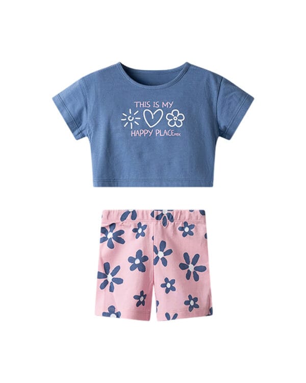 Παιδικό σετ μωβ-ροζ με κολάν biker Λουλούδια