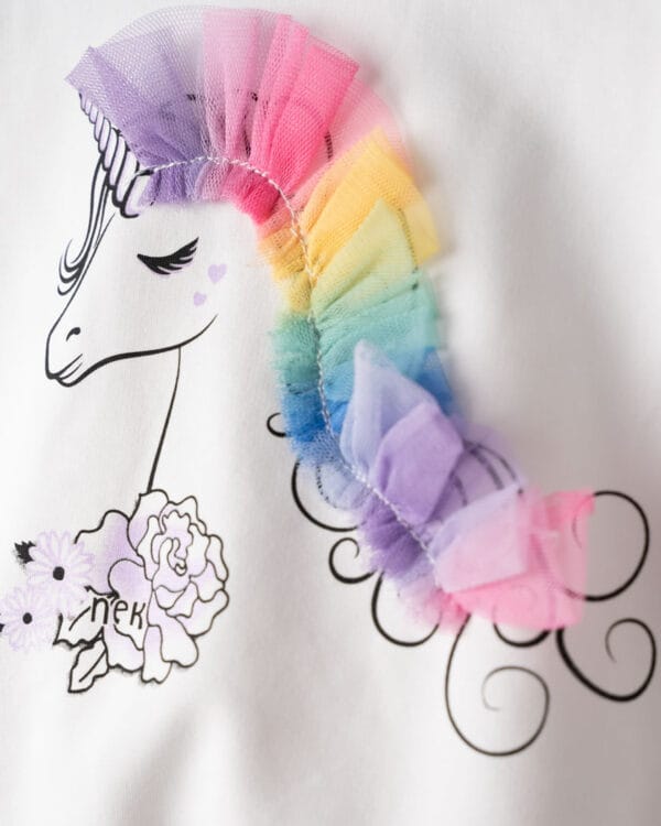 Παιδικό σετ φόρμας αχνούδιαστο λευκό-λιλά Μονόκερος - Image 2