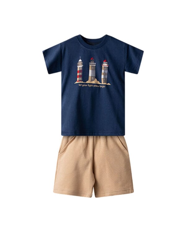 Παιδικό σετ μπλε-μπεζ με σορτς Φάρος