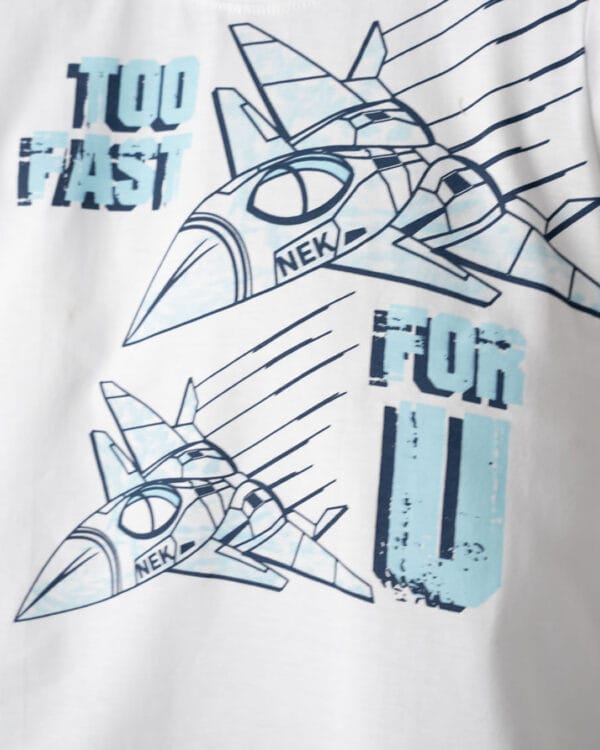 Παιδικό σετ λευκό-μπλε σκούρο με σορτς Αεροπλάνα - Image 2