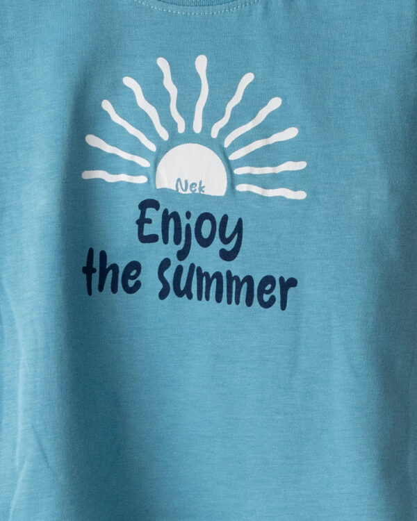 Βρεφικό σετ μπλε-λευκό με σορτς Ζωάκια της Θάλασσας - Image 3