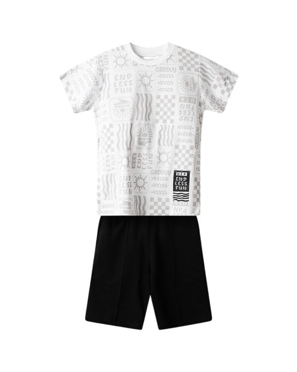 Παιδικό σετ λευκό-μαύρο με σορτς