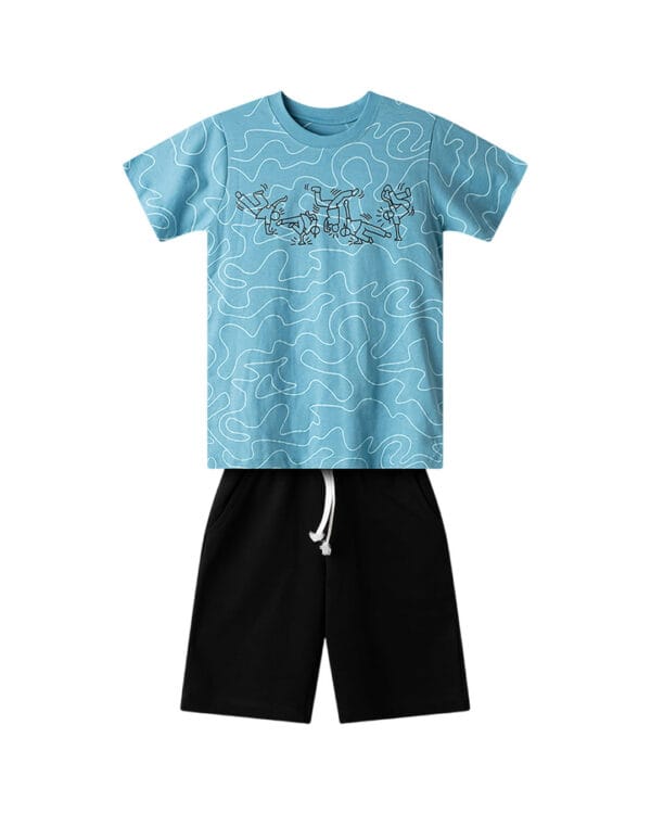 Παιδικό σετ μπλε-μαύρο με σορτς