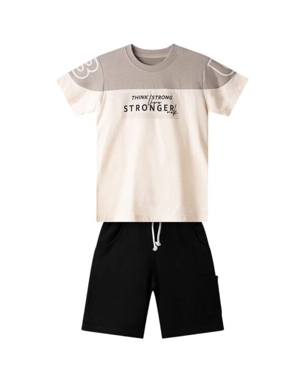 Παιδικό σετ μπεζ-μαύρο με σορτς