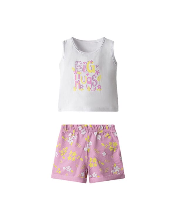 Βρεφικό σετ λευκό-ροζ με σορτς Big Hugs