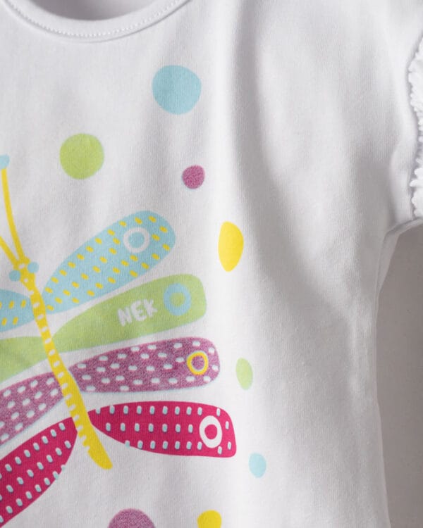 Βρεφικό σετ λευκό-φούξια με κολάν biker Λιβελούλα - Image 2