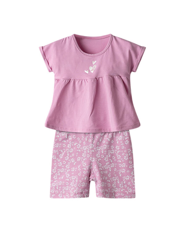 Βρεφικό σετ ροζ με floral κολάν biker
